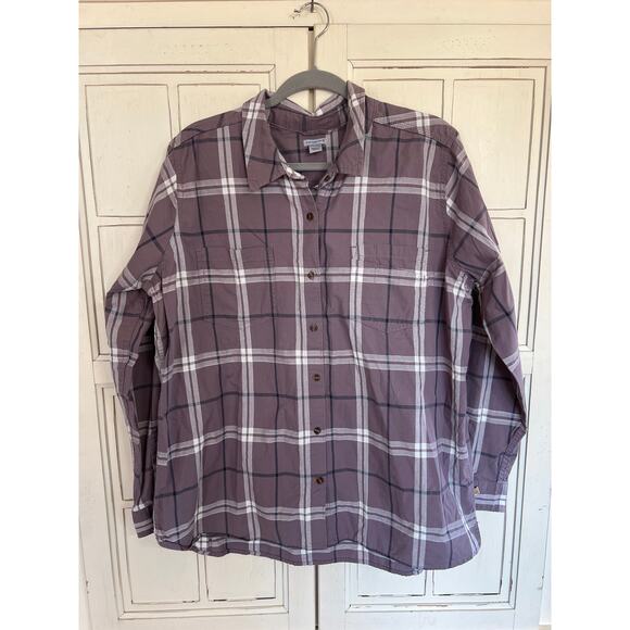 Carhartt womens size XXL 20 purple plaid button down shirt top - Picture 1 of 3